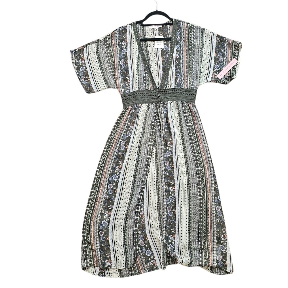 Crave Fame Womens Beach Maxi Sheer Open Front Bikini Cover-ups Size Large NWT